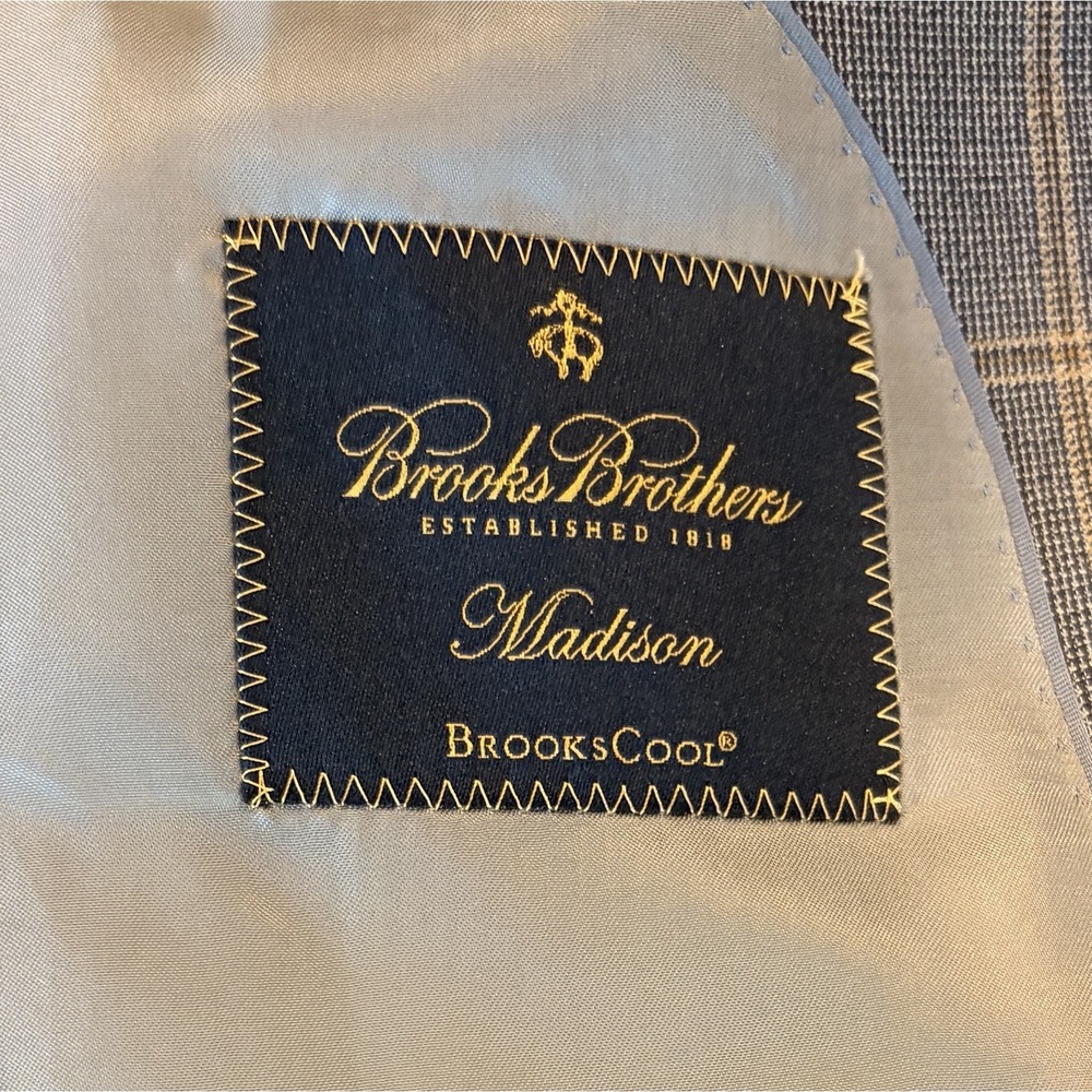 Brooks Brothers BrooksCool Madison Fit 42L Sport Coat Windowpane Gray Summer - Picture 5 of 16